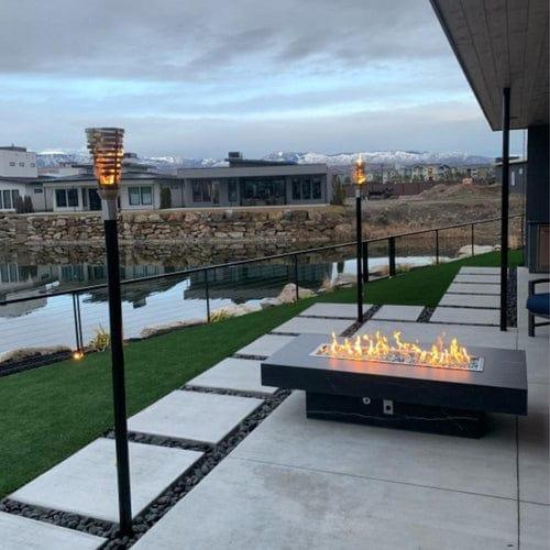 The Outdoor Plus - Newport Collection Rectangular Concrete Fire Pit Table OPT-NPT - Fire Pit Stock