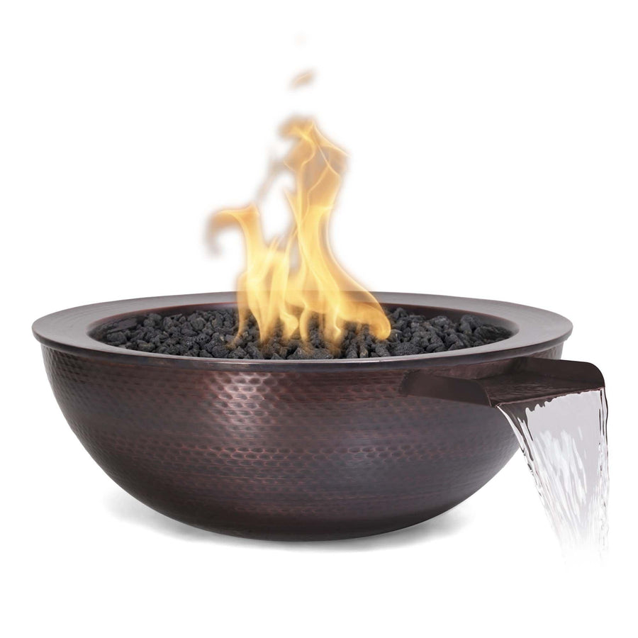 The Outdoor Plus - Sedona 27" Round Hammered Copper Fire & Water Bowl OPT-RCPRFW - Fire Pit Stock