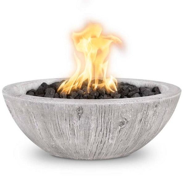 The Outdoor Plus - Sedona 27" Round Wood Grain Concrete Fire Pit Bowl OPT-RWGFO - Fire Pit Stock