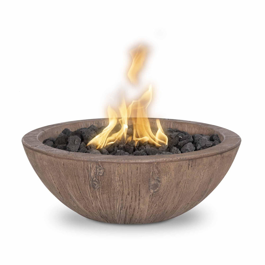The Outdoor Plus - Sedona 27" Round Wood Grain Concrete Fire Pit Bowl OPT-RWGFO - Fire Pit Stock