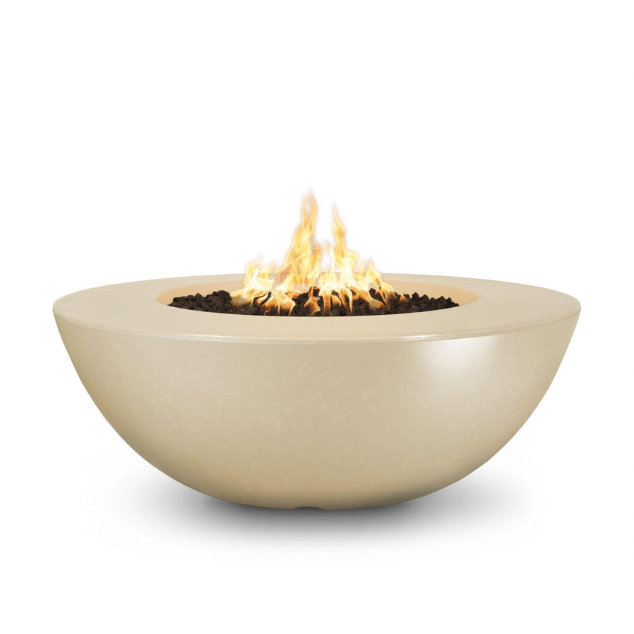 The Outdoor Plus - Sedona Round Concrete Fire Pit Table - Wide Ledge - Fire Pit Stock