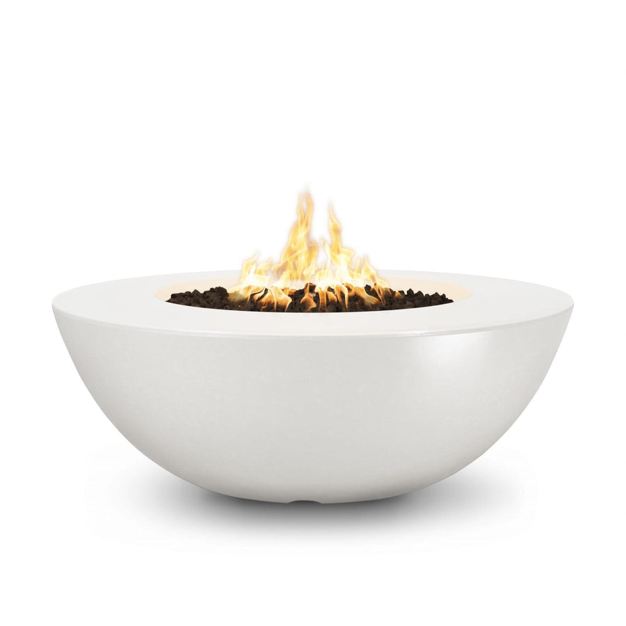 The Outdoor Plus - Sedona Round Concrete Fire Pit Table - Wide Ledge - Fire Pit Stock