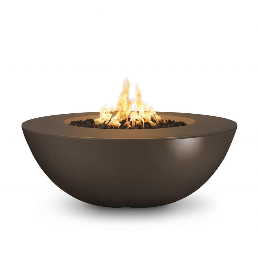 The Outdoor Plus - Sedona Round Concrete Fire Pit Table - Wide Ledge - Fire Pit Stock