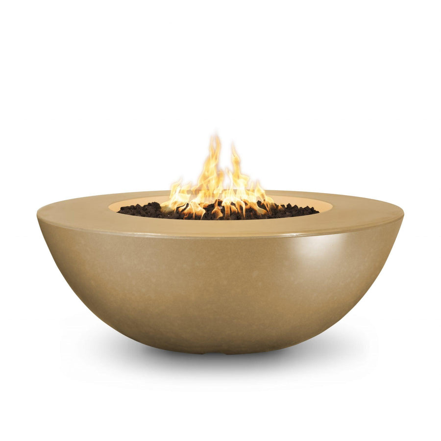 The Outdoor Plus - Sedona Round Concrete Fire Pit Table - Wide Ledge - Fire Pit Stock