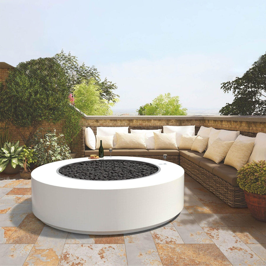 The Outdoor Plus - Unity Round Powder Coat Fire Pit Table w/ Hidden Propane Storage - Fire Pit Stock